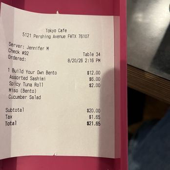 Tokyo Cafe - Receipt and price of items - Japanese Near Me - Fort Worth, Texas Tokyo Cafe - Receipt and price of items - Japanese Near Me - Fort Worth, Texas