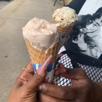 Cone Brothers Ice Cream & Candy - Fat Elvis waffle cone & Ultimate Peach waffle cone Yummers!! - Ice Cream & Frozen Yogurt Near Me - Richfield, Minnesota Cone Brothers Ice Cream & Candy - Fat Elvis waffle cone & Ultimate Peach waffle cone Yummers!! - Ice Cream & Frozen Yogurt Near Me - Richfield, Minnesota