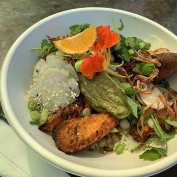Singh Meadows - Grilled sweet potato and carrot bowl  Edible flower! - Farmers Market Near Me - Tempe, Arizona