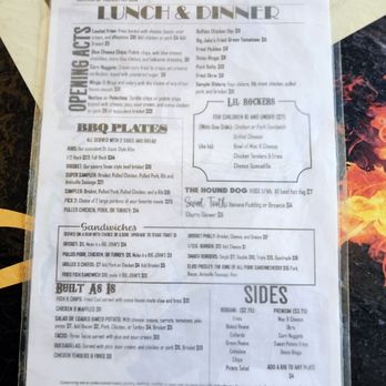 Big John's Rockin BBQ - Back side of menu - Barbeque Near Me - Kissimmee, Florida