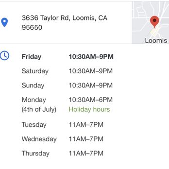 Taylors - Incorrect hours posted on Google. - Burgers Near Me - Loomis, California Taylors - Incorrect hours posted on Google. - Burgers Near Me - Loomis, California