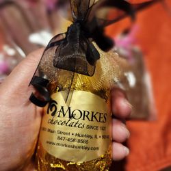 Morkes Chocolates - Mini solid chocolate bottle.