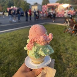a hand holding an ice cream cone
