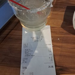 Tequila Bar & Taco Shop - Margarita in rocks glass and reciept!