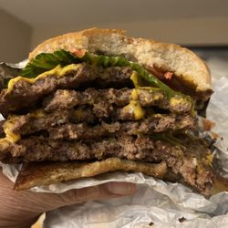 Wendy's - Quintuple burger... Ordered a triple... Good thing I'm in Reno it's like hitting a jackpot!