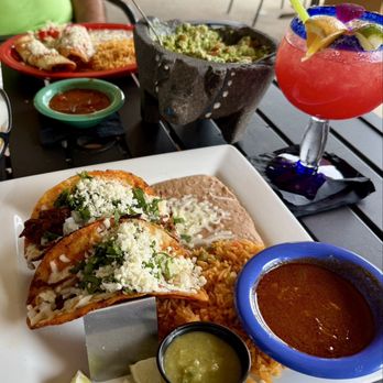 Fresh Guacamole Tequila & Bar - My  Quesabirria Taco plate with hubbie's combo and beer in the background - Mexican Near Me - Ormond Beach, Florida