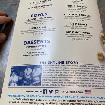 Skyline Chili - Menu 2/2020 - Fast Food Near Me - Columbus, Ohio Skyline Chili - Menu 2/2020 - Fast Food Near Me - Columbus, Ohio