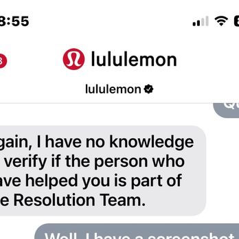 lululemon - Images the first representative via chat, identifying herself as a resolution specialist in the last person I spoke to denying - Sports Wear Near Me - Bellevue, Washington lululemon - Images the first representative via chat, identifying herself as a resolution specialist in the last person I spoke to denying - Sports Wear Near Me - Bellevue, Washington