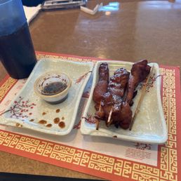 Chicken On Stick and sauce for fried dumplings