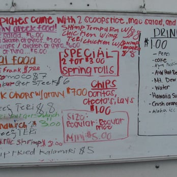 Johnny's - Menu on the side of the truck - Food Stands Near Me - Mililani, Hawaii