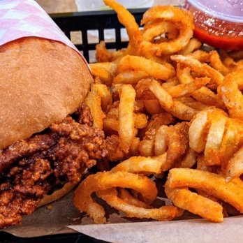 The Bird - 'Spicy' Fried Chicken sandwich with Curly fries ($11.86) - Chicken Shop Near Me - San Francisco, California The Bird - 'Spicy' Fried Chicken sandwich with Curly fries ($11.86) - Chicken Shop Near Me - San Francisco, California