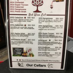 Winery 101 - This side of the menu shows the Winery 101 label wines.
