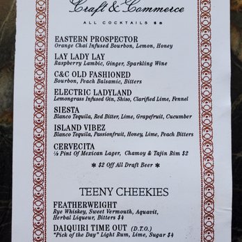 Craft & Commerce - Menu--Happy Hour Drinks - Gastropubs Near Me - San Diego, California Craft & Commerce - Menu--Happy Hour Drinks - Gastropubs Near Me - San Diego, California