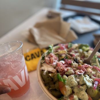 CAVA - A portrait shot of my food with a refreshing drink - Mediterranean Near Me - Chino Hills, California
