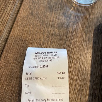 Melody Nails - Receipt - Nail Salons Near Me - Tujunga, California Melody Nails - Receipt - Nail Salons Near Me - Tujunga, California