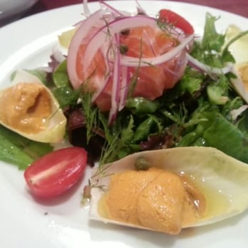 Katsuno - Salmon & Sea Urchin salad - Japanese Near Me - Forest Hills, New York Katsuno - Salmon & Sea Urchin salad - Japanese Near Me - Forest Hills, New York