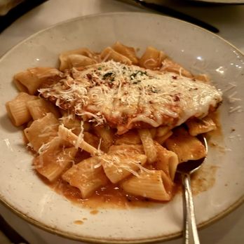 Crossroads Kitchen - Rigatoni Vodka with impossible chicken parmesan - Vegan Near Me - Los Angeles, California