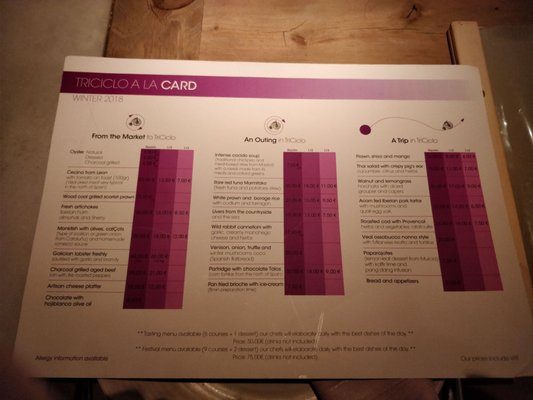 Menu photo 1 TriCiclo Madrid, M Menu photo 1 TriCiclo Madrid, M