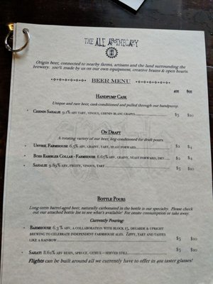 Menu photo 1 The Ale Apothecary Bend, OR