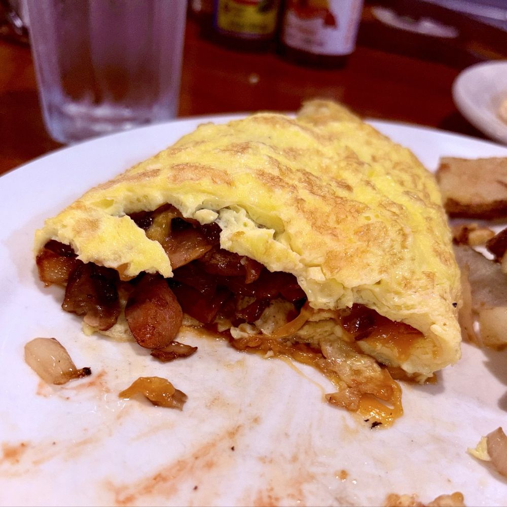 Lundy's Home Cooking - Inside of my Polish sausage omelette (minus the bell peppers), perfect! - Diners Near Me - San Rafael, California Lundy's Home Cooking - Inside of my Polish sausage omelette (minus the bell peppers), perfect! - Diners Near Me - San Rafael, California