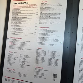 Gotts Roadside - Menu posted along wall near cashier counter - Burgers Near Me - Napa, California