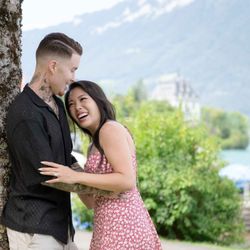 John Wisdom - Engagement photo shoot on the locations used in Crash Landing On You in Iseltwald, Switzerland