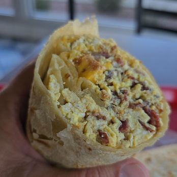 Valeries Taco Shop - Bacon and Eggs Breakfast Burrito - Tacos Near Me - San Diego, California
