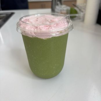 Forevermore - Matcha slushie with strawberry cold foam - Coffee & Tea Near Me - Nashville, Tennessee