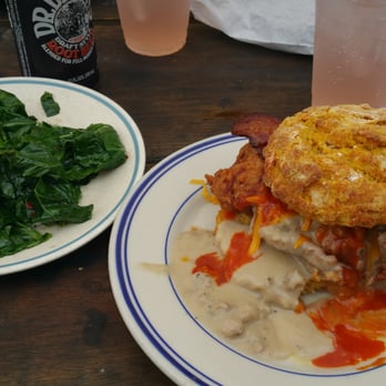Handsome Biscuit - Hella Fitzgerald and a side of seared greens. - Breakfast & Brunch Near Me - Norfolk, Virginia