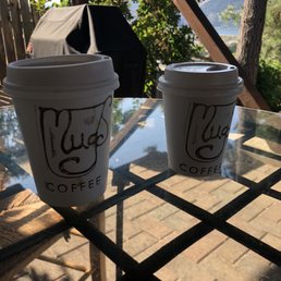 two cups of coffee on a table