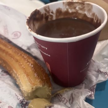 Xurreria Trebol - churro with pistachio cream and chocolate sauce for dipping - Desserts Near Me - Barcelona, B Xurreria Trebol - churro with pistachio cream and chocolate sauce for dipping - Desserts Near Me - Barcelona, B