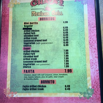 Chavas Mexican Grill - Menu part 1 - Mexican Near Me - Vincennes, Indiana Chavas Mexican Grill - Menu part 1 - Mexican Near Me - Vincennes, Indiana