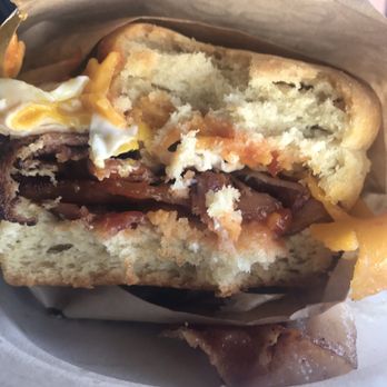 Eggslut - Bacon, Egg & Cheese in between Buttermilk Biscuit - Breakfast & Brunch Near Me - Los Angeles, California Eggslut - Bacon, Egg & Cheese in between Buttermilk Biscuit - Breakfast & Brunch Near Me - Los Angeles, California