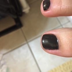 Arcadya Salon & Day Spa - Pedicure- Not okay, the polish isn't painted close to the cuticle and the top coat looks funny.