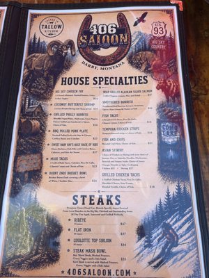 Menu photo 1 406 Saloon Darby, MT Menu photo 1 406 Saloon Darby, MT