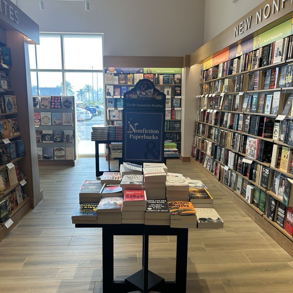 The shelves and display counter of books.