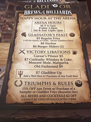 Menu photo 1 Gladi8or Brews & Billiards Covina, CA Menu photo 1 Gladi8or Brews & Billiards Covina, CA