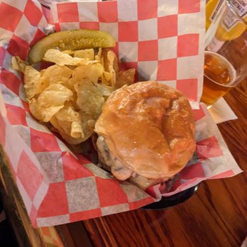 Dillinger's Pub Bootleggers - Mushroom and swiss cheese hamburger. - Pubs Near Me - Traverse City, Michigan