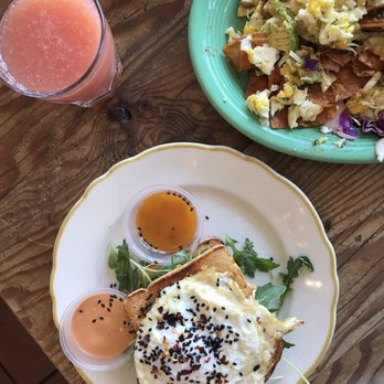 Kitchen Mouse Cafe - Jo's sandwich- bomb but didn't need 2 pieces of bread. Chilaquiles- so bomb I started eating before the photo. - Vegan Near Me - Los Angeles, California
