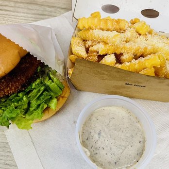 Shake Shack Downtown Brooklyn - White Truffle 'Shroom Burger and White Truffle Parmesan Fries w/truffle sauce - Burgers Near Me - Brooklyn, New York