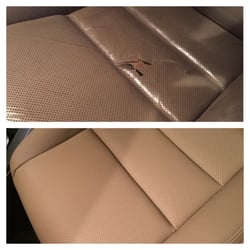 Mobile Trim Team North - Front driver seat before and after.