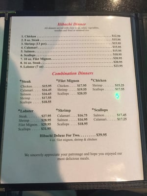 Menu photo 3 Hibachi Steak & Sushi Springfield, MO Menu photo 3 Hibachi Steak & Sushi Springfield, MO