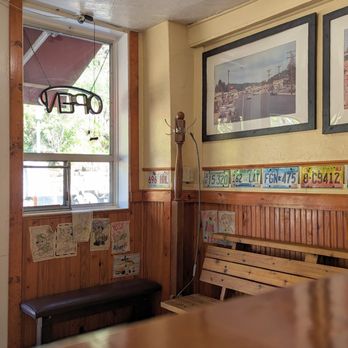 River Inn Grill - Wood clad interior decorated with license plates - Breakfast & Brunch Near Me - Guerneville, California