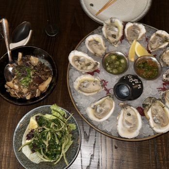 Azumi - Oysters , seaweed salad, SAUTEED MUSHROOMS - Sushi Bars Near Me - Houston, Texas Azumi - Oysters , seaweed salad, SAUTEED MUSHROOMS - Sushi Bars Near Me - Houston, Texas