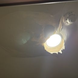 workout facility ceiling, where the roof is about to come apart if you look up, probably not safe and probably has mold....