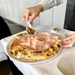 Antonino Esposito - Pizza with mortadella, Burrata, and pistachios. Seriously the best thing I've ever eaten