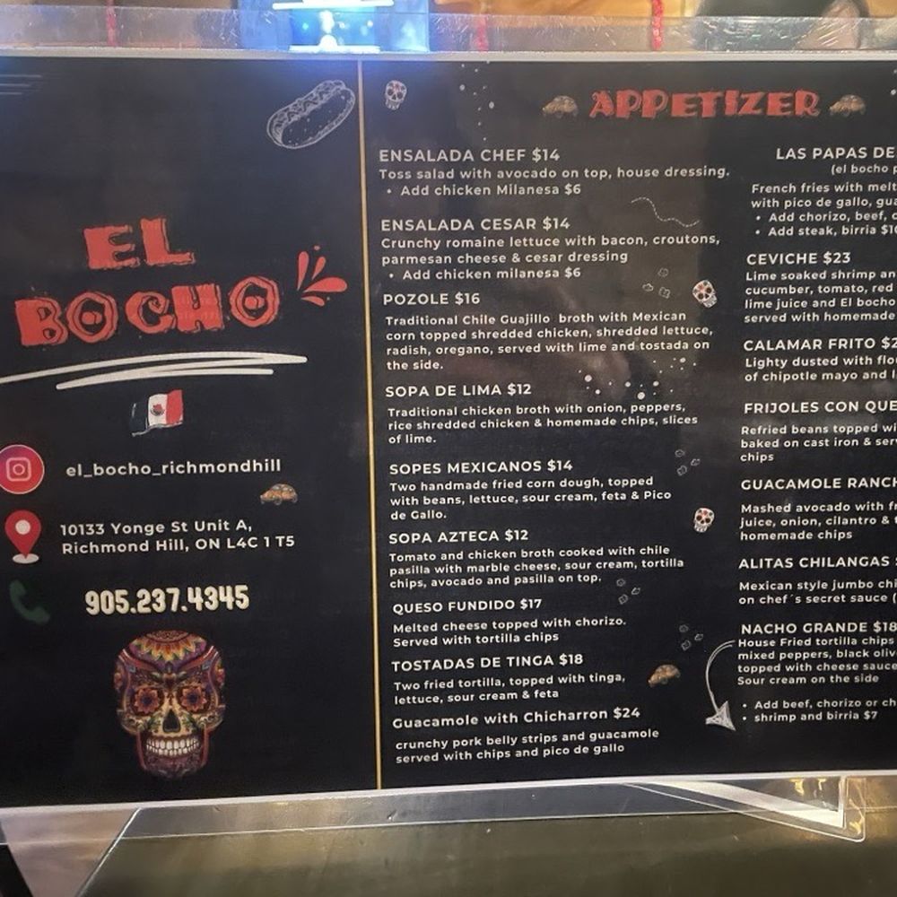 El Bocho - Menu as of March 2025 - Mexican Near Me - Richmond Hill, Ontario El Bocho - Menu as of March 2025 - Mexican Near Me - Richmond Hill, Ontario