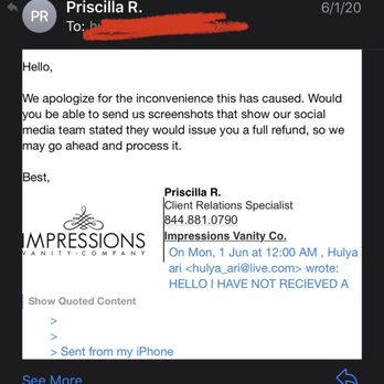 Impressions Vanity - She asked for proof I sent the screenshots - Cosmetics & Beauty Supply Near Me - Chino, California Impressions Vanity - She asked for proof I sent the screenshots - Cosmetics & Beauty Supply Near Me - Chino, California