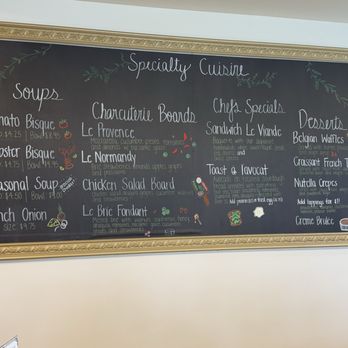 Le Petit Paris - Southside - Check out this front menu board when you visit. Excellent offerings here! - Cafes Near Me - Jacksonville, Florida