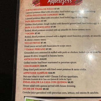 El Chullo Peruvian Restaurant & Bar - Top 6 apps except the 2nd are each $5 during happy hour! Along with $3 beer bottles and $6 wine glasses. - Peruvian Near Me - Phoenix, Arizona El Chullo Peruvian Restaurant & Bar - Top 6 apps except the 2nd are each $5 during happy hour! Along with $3 beer bottles and $6 wine glasses. - Peruvian Near Me - Phoenix, Arizona